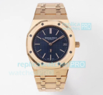 Swiss Replica Audermars Piguet Royal Oak Extra-Thin Rose Gold Watch Blue Dial